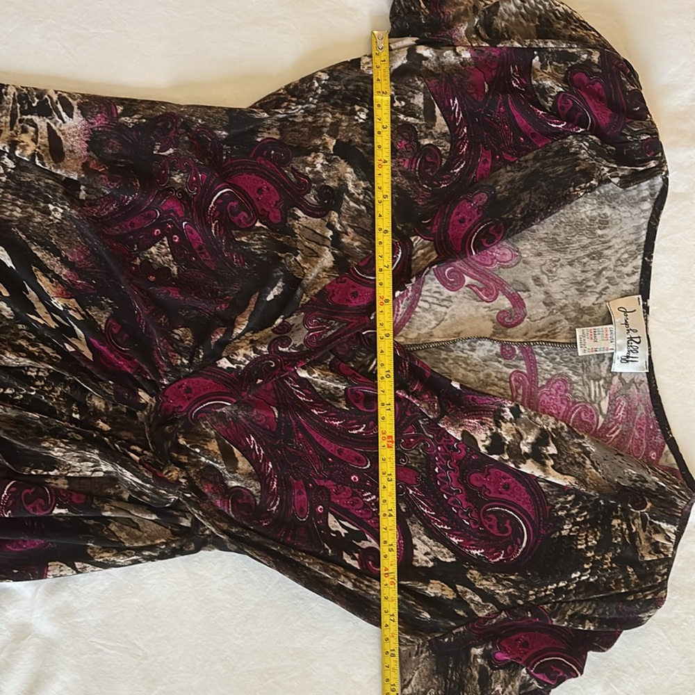 Joseph Ribkoff Red Pink Sheath Dress V-Neck 3/4 Sleeve - Picture 6 of 6